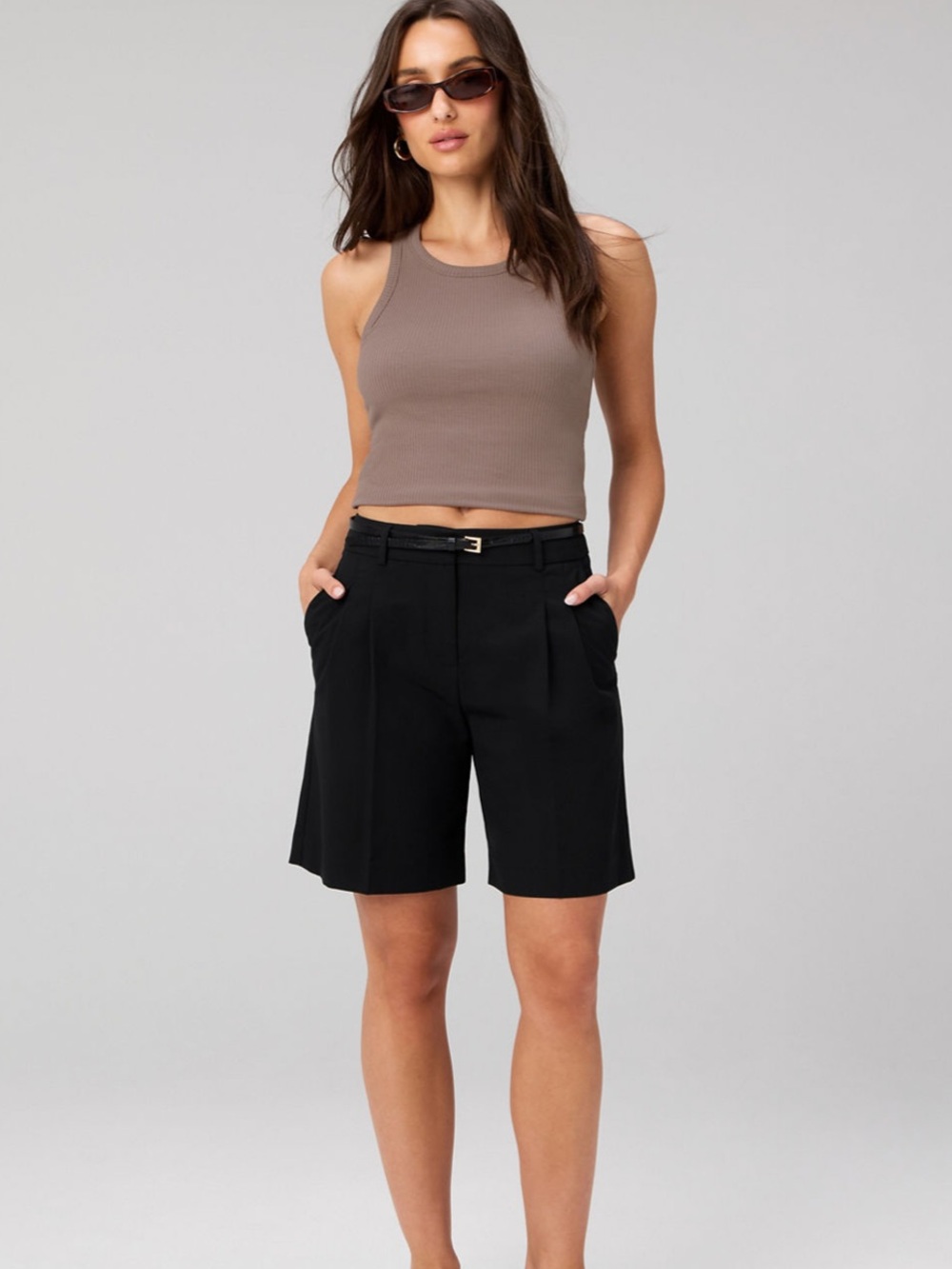 High-Waist Black Tailored Women’s Shorts